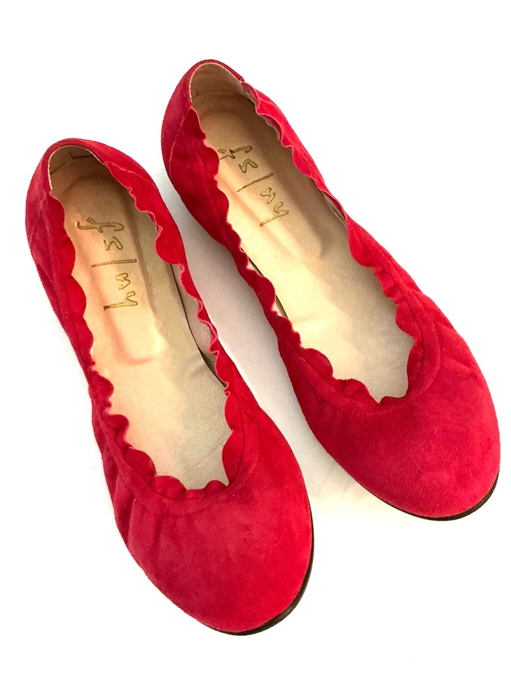 FRENCH SOLE FS/NY, Cuff Red Suede Flats, Size 9B